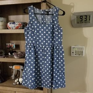 F21 Denim Polka Dot Dress/Small